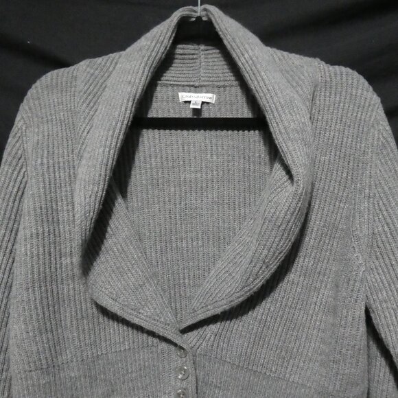 CROFT & BARROW | large | Grey Ribbed Button-Up Cardigan - Picture 4 of 16